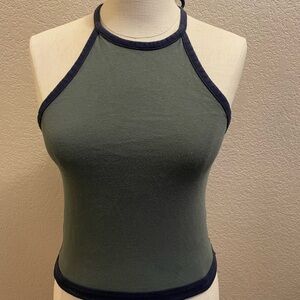American Eagle Outfitters Green Fitted Halter Top Size Small